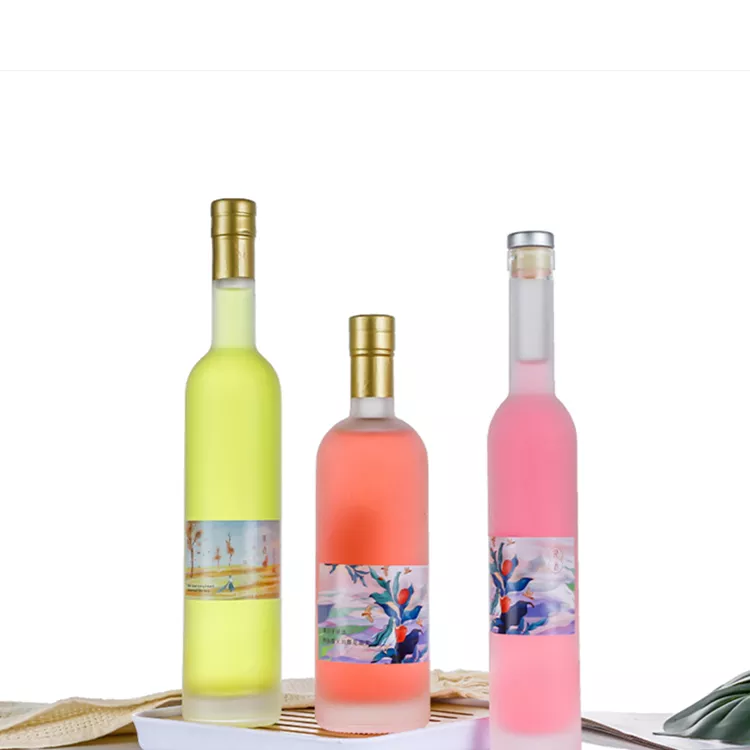 375ml 500ml Round Glass Wine Juice Whisky Bottle with Transparent Collar Material