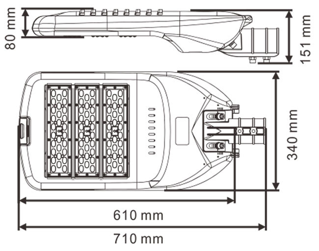 Ultra Brightness 4000K Led Road Lamp 150W Energy Saving -10~15° Angle Adjustable