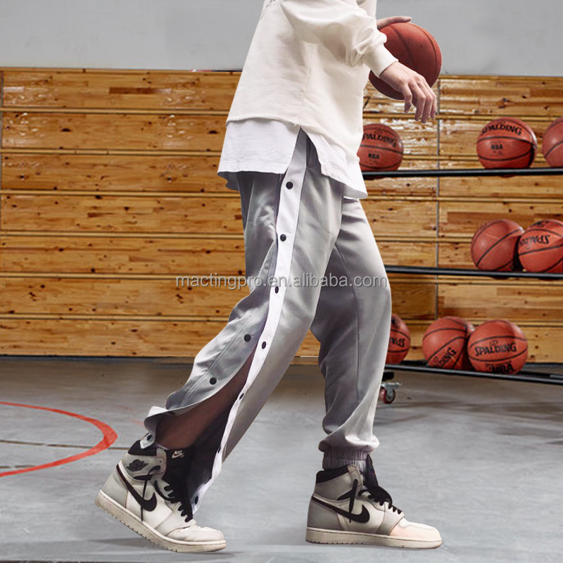 Polyester Active Basketball Track Pants with Side Snap Button and Joggers Tracksuit