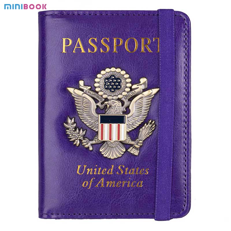 2023 USA Eco Rfid Passport Case Cover Holder Document Organizer Wallet for Vintage PU
