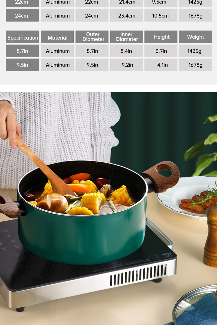 Hot Selling 20cm 24cm Korean Cookware Kitchen Non Stick Cooking Pot Aluminum Soup Stock Pot With Glass Lid