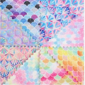 China 0.5mm Glitter PU Leather Brushed Mermaid Fish Scale PU Artificial Leather wholesale