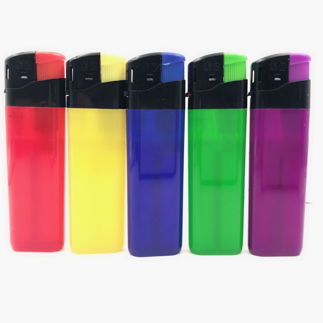 Good Quality and Bigger Size Transparent Color Electronic Lighter Cigarette Plastic Encendedores Lighter
