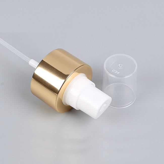 24/410 Aluminium Fine Mist Sprayer Shiny Gold PP Cap For Body Mist
