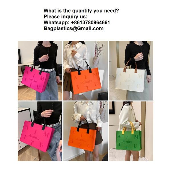 Factory Supply New Style Fashion Hand Bags Shopping Handbag Felt Customized Multi-Pocket Handbag Felt Tote Bag Eco-Friendly Cotton Felt Handle