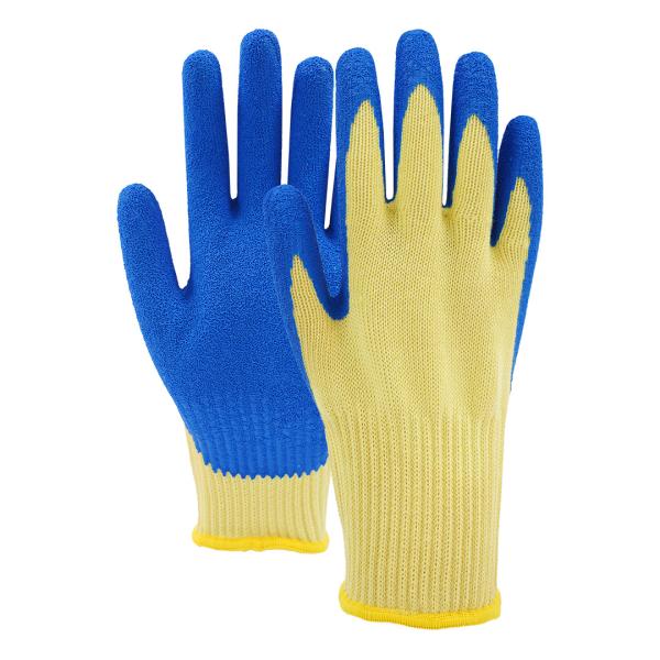 10 Gauge A2 Crinkle Latex Coated Gloves Pure Aramid Fire Resistant Knit Safety