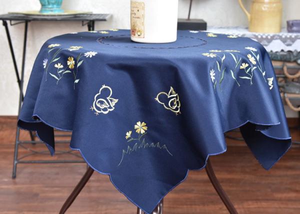 Chemical Fiber Embroidered Linen Tablecloth , Country Style Square Cotton