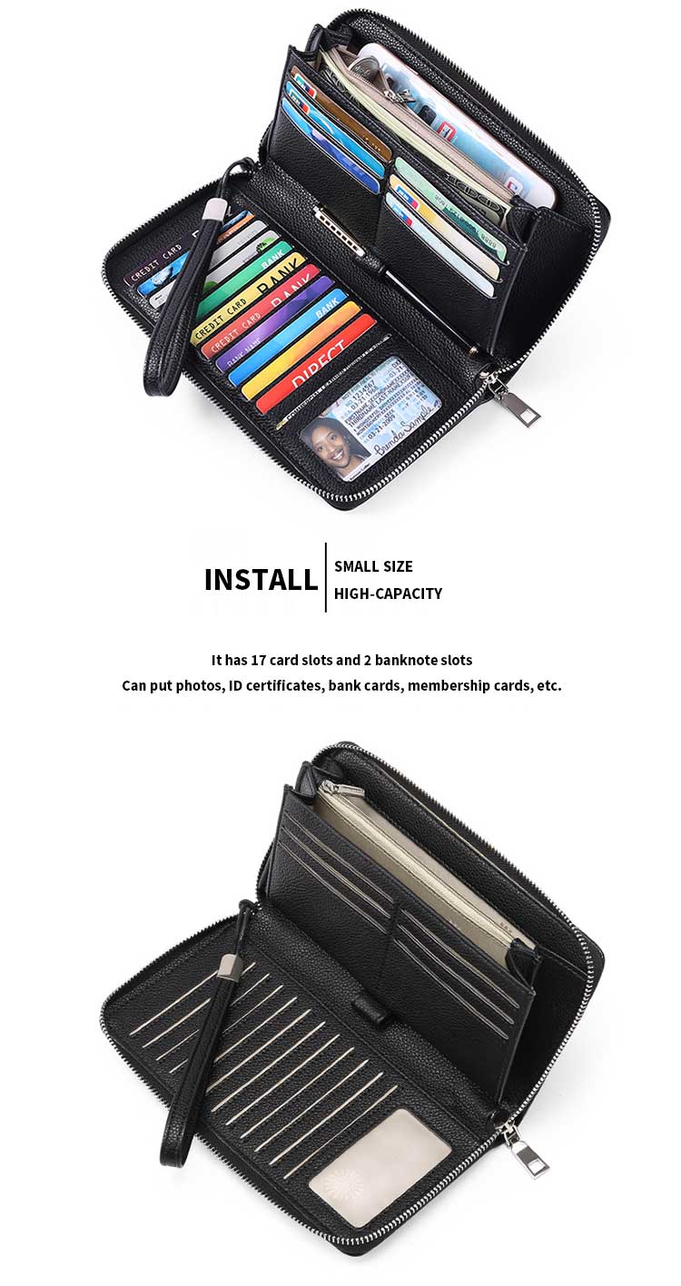 Large Capacity Rfid Blocking Money Clip Credit Card Holder for Women Custom Coin Purse