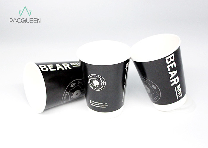 Leakage Proof Insulated Paper Coffee Cups , Paper Takeaway Cups Customized Red Printing