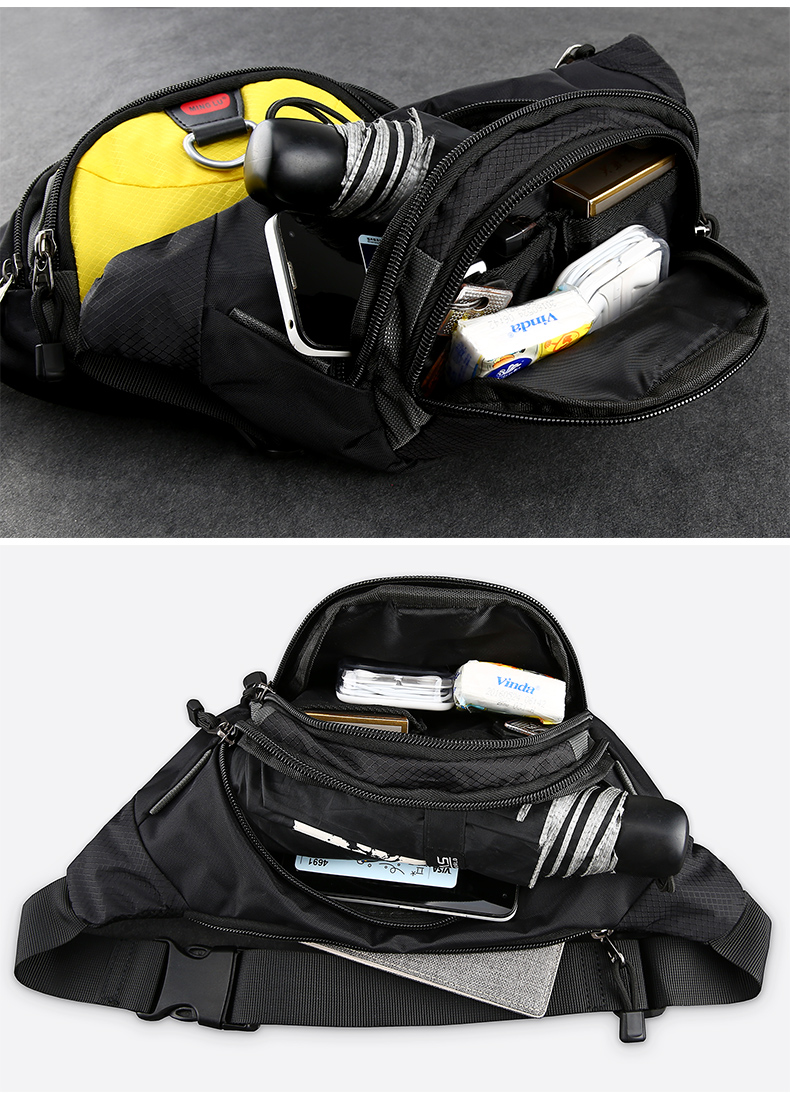 Red Yellow Women Designer Waterproof Waist Bag Solid Color Multi Storey