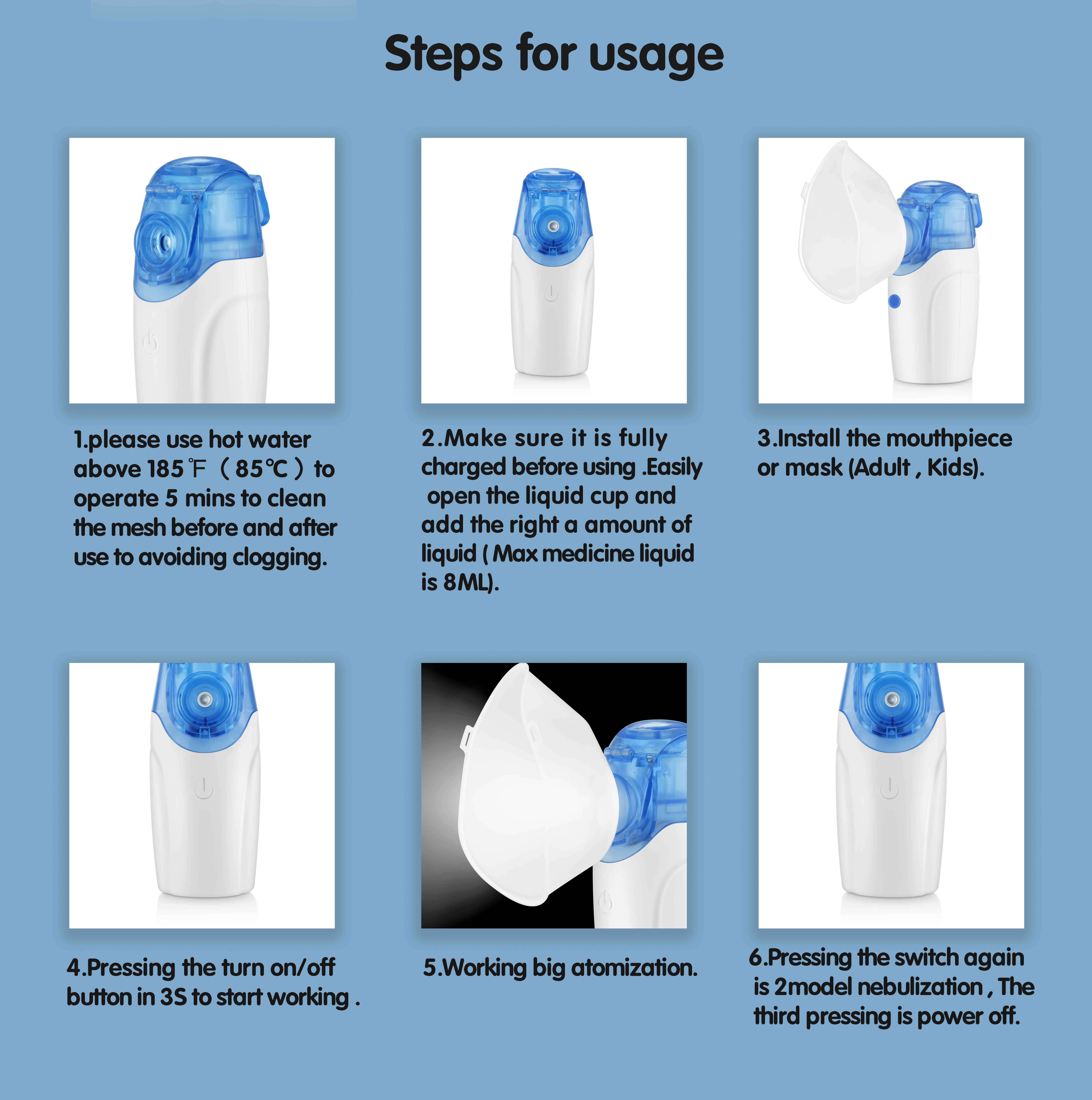 ISO13485 Class II Medical Compressor Nebulizer 8ml For Bronchitis Asthma