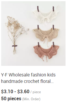 Y-F Hand Crochet Baby Girls Lotus Ruffle Lace Doll Neck Fake Collar for Girls