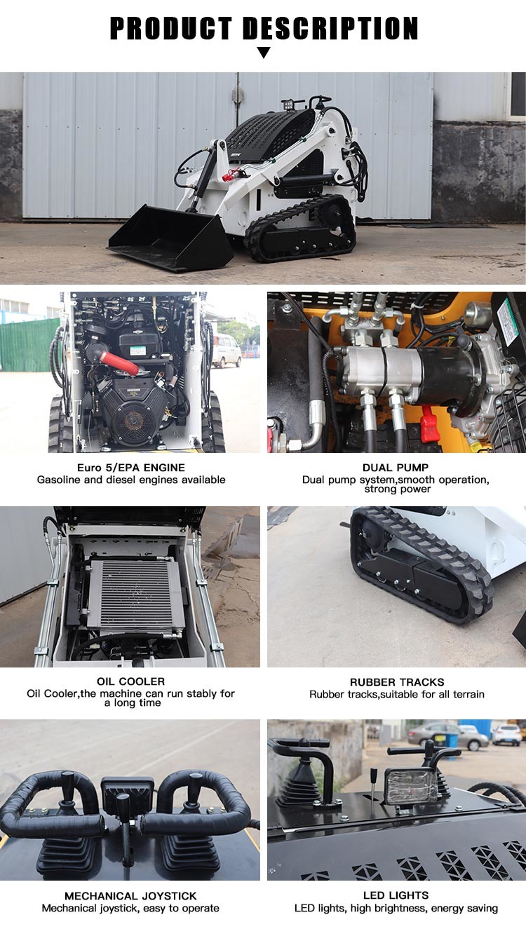 Versatile Diesel Euro 5 Mini Skid Steer Loader With Bucket