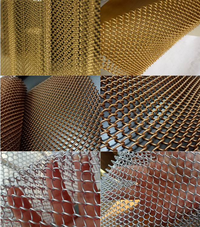 6x6mm Anodized Aluminium Flexible Metal Mesh Curtain Used For Exterior Decoration