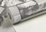 Modern Washable Vinyl Kitchen Wallpaper With White 3D Stone Pattern , 0.53*10m/