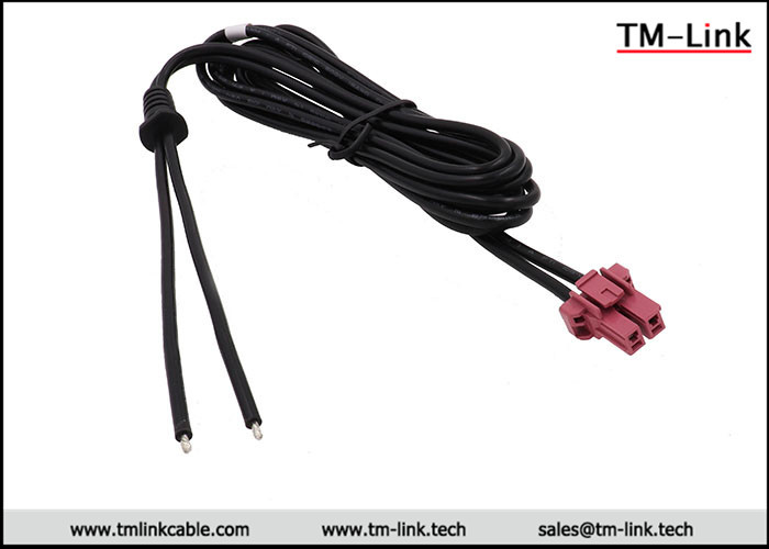 AMP 4.96mm pitch 2P housing connector 18AWG Black PVC Jacket power cable assemblies