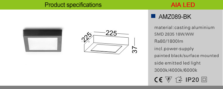 RA80 PF96% Surface mounted 18W LED panel light led downlight led ceiling light