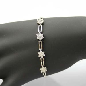 China 925 Sterling Silver Flower Clear Cubic Zircon Link Tennis Bracelet (SB003) wholesale