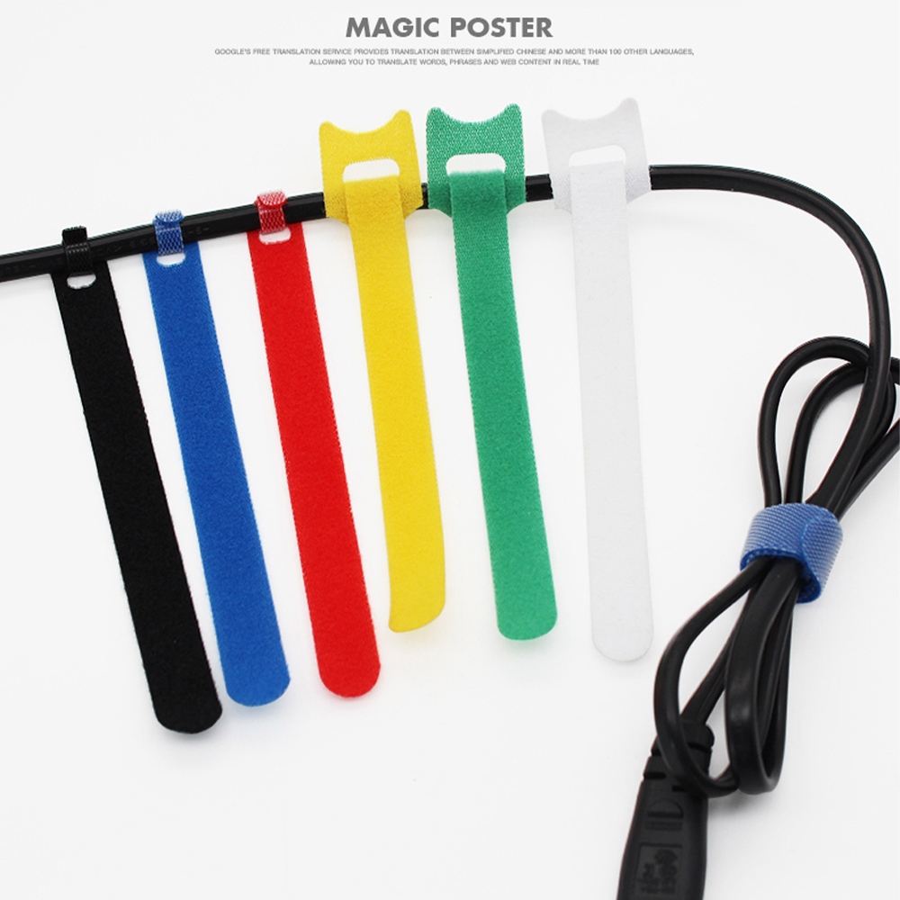 500mm Nylon Straight Hook And Loop Cable Ties T Shaped 20mm
