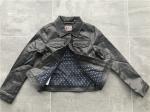 Button Through Ladies PVC Jacket , Pleather Dark Brown Jacket LEDO1739