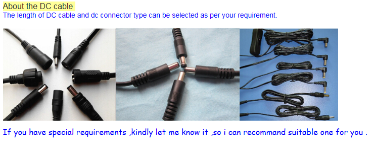 Transparency adapter 12V 1A 24V 0.5A 5V 1A 5v 2a lucency case with 304 switch on DC cable