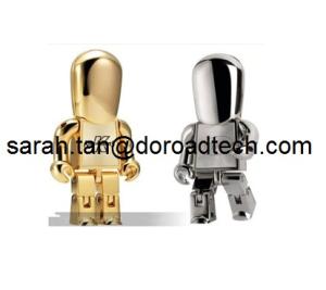 China Free Sample Low Price Wholesale Real Capacity Metal Golden Robot USB Flash Drives wholesale