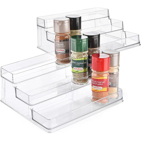 Household kitchen storage rack pantry ladder storage rack acrylic transparent 3-layer ladder seasoning rack
