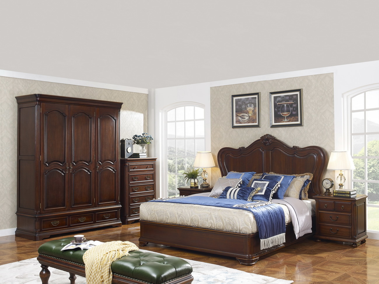 Home Office Study room furniture American style Big Bookcase Cabinet with Display chest can L shape for corner wall case