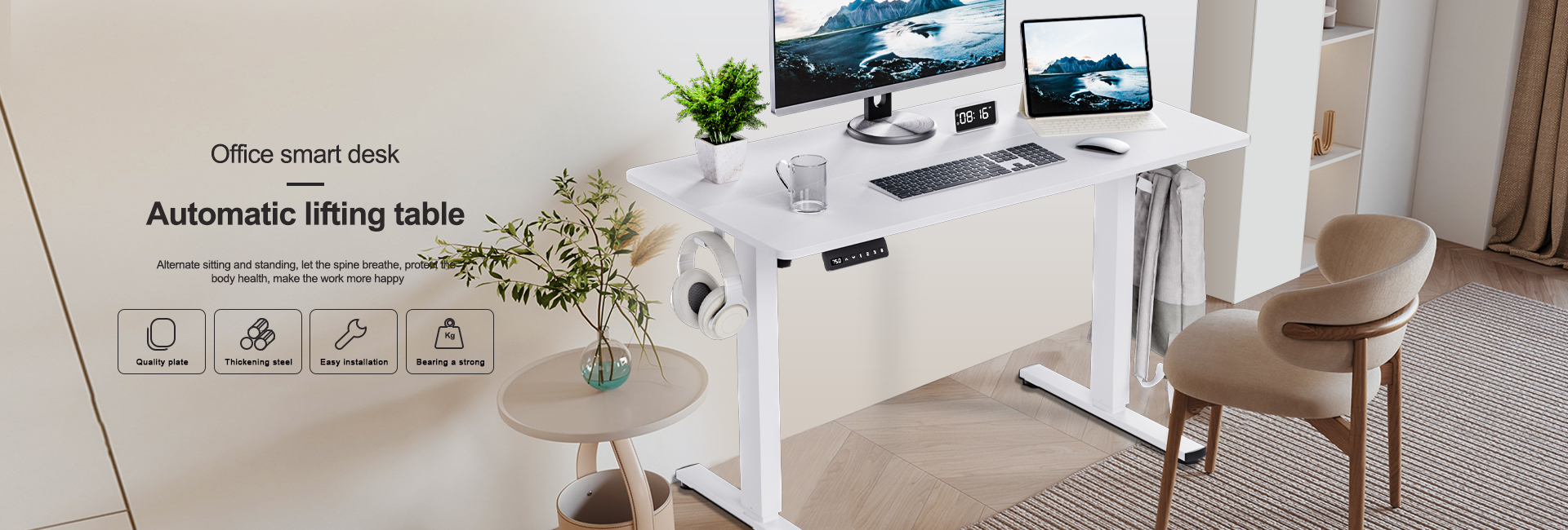 Home Office Furniture Made Easy with 100 V/Hz Electric Height Adjustable Standing Desk