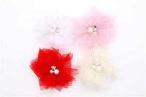 China 85*85mm Chiffon Flower Shoe Clips Cotton / Polyester / Chiffon Material wholesale