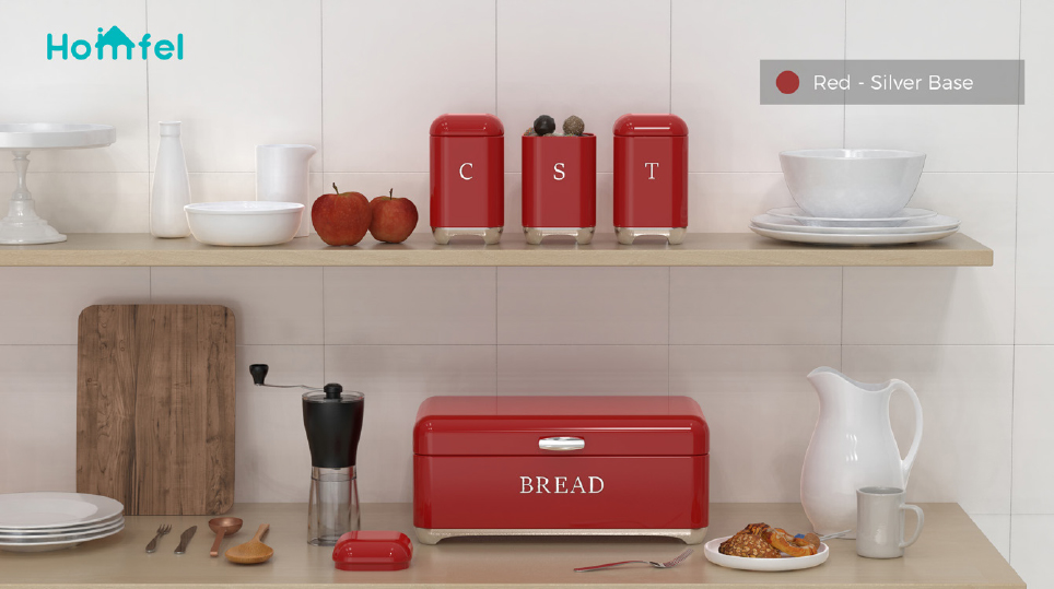 Storage Solution Crown Series Metal Bread Bin Set Tea Can Coffee Can Kitchen Storage Bread Containers Kitchen Organizer Can