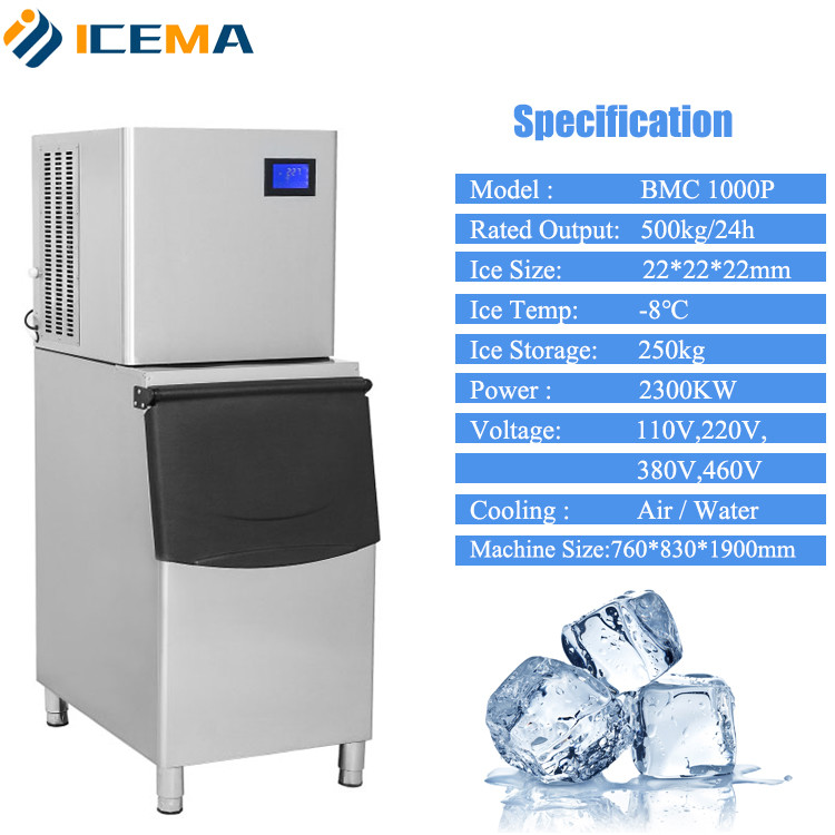 100kg/24h Commercial Ice Cube Machine 200kg/24h 400kg/24h 500kg/24h For Coffee / Bar / Hotels / Restaurant