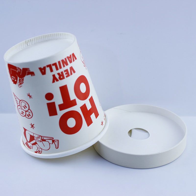PE Coated Ice Cream Paper Cup With Lid 6 Oz 175ml Custom Printed Disposable