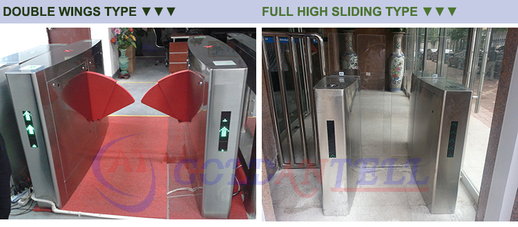 Dual door access bi-directional channel electrical safe library entrance turnstile with barcode rfid interface