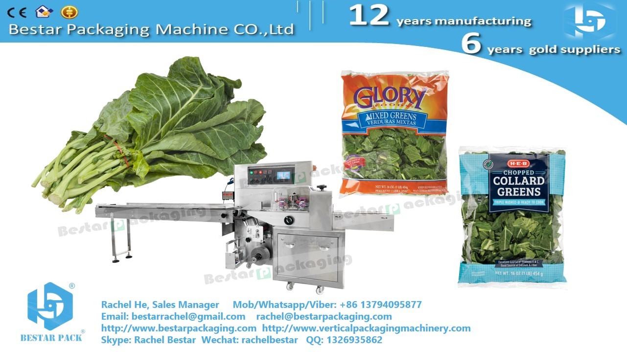 Greens cabbage leafy pouch packaging horizontal servo packing machine