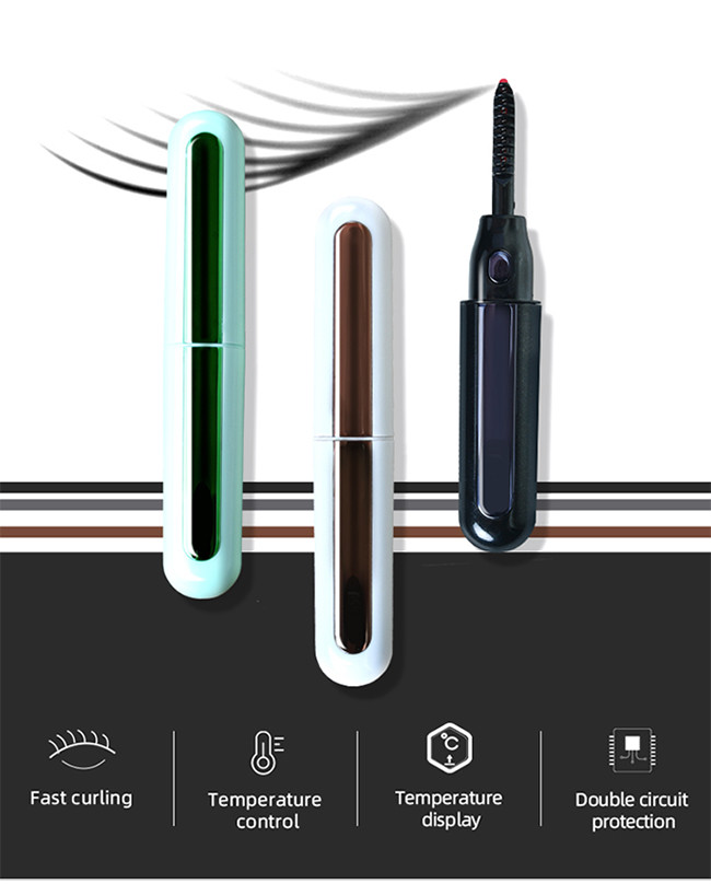 ROHS Mini LCD Display USB Rechargeable Heated Eyelash Brush