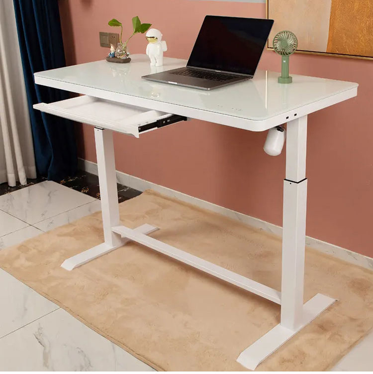 Modern Electric Height Adjustable Desk for Home Office 710 mm Small Glass Computer Stand
