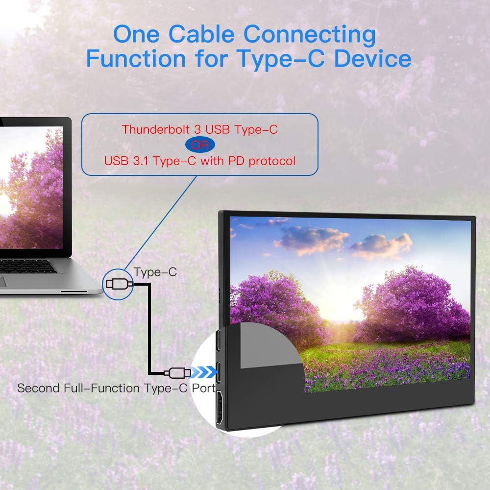 Travel USB C Second Touchscreen 13.3inch Portable Monitor For Laptop Mini PC