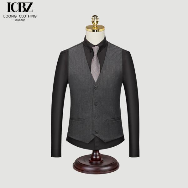 Men's Business Casual Groom Wedding Groomsmen Dress Vest with British Striped