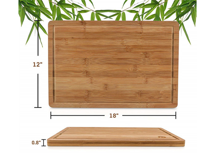 Laser Logo Bamboo Large Wooden Cutting Boards Rectangle Shaped With Juice Groove