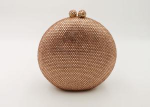 China Diamond Dazzling Champagne Rhinestone Evening Bags Metal Hard Case wholesale