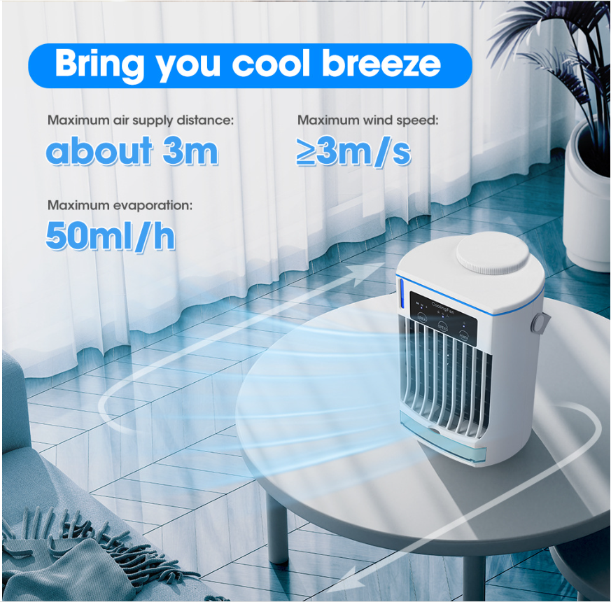 Foldable Mini Portable Air Conditioner with Spray Humidify and USB Water Cooling Fan