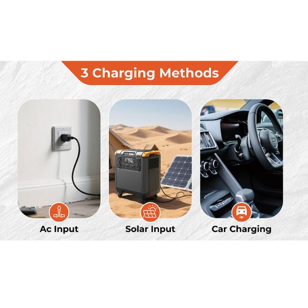 3000W Portable Power Station with 5376Wh LiFePO4 Battery and 110V/230V Solar Generator for Home Backup