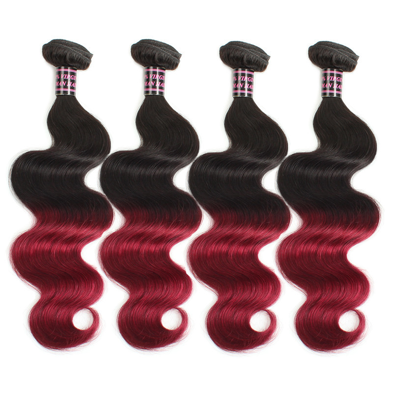 Fashionable Colored Two Tone Hair Weave Body Wave Human Hair Weft Extensions
