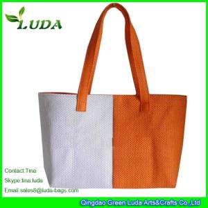 China LUDA Two-tone Straw Bags Paper Cloth Straw Beach Bags wholesale