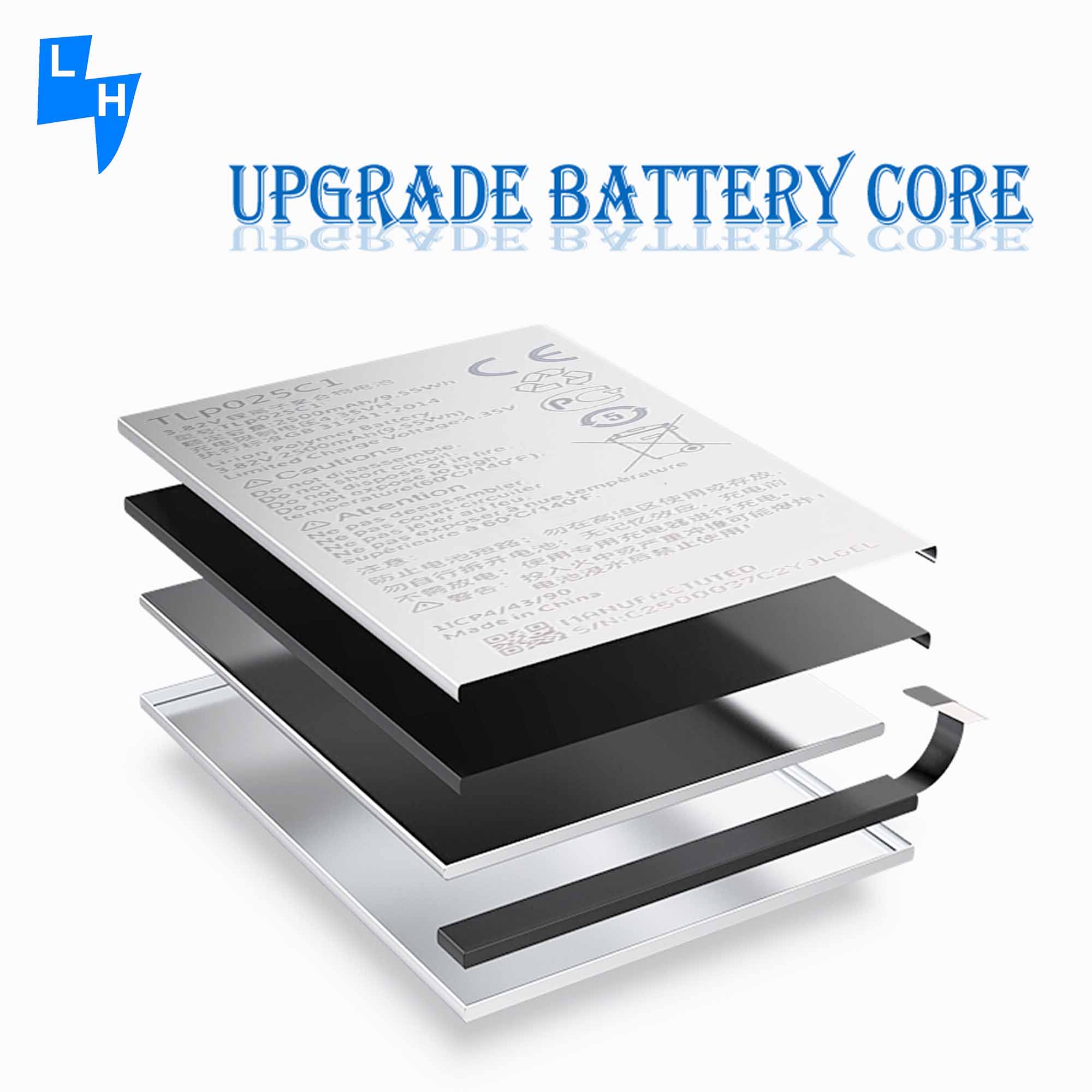 Double IC Protection Mobile Phone Battery For Alcatel TLP025C1 TLP025C2 OT5056 2500mAh