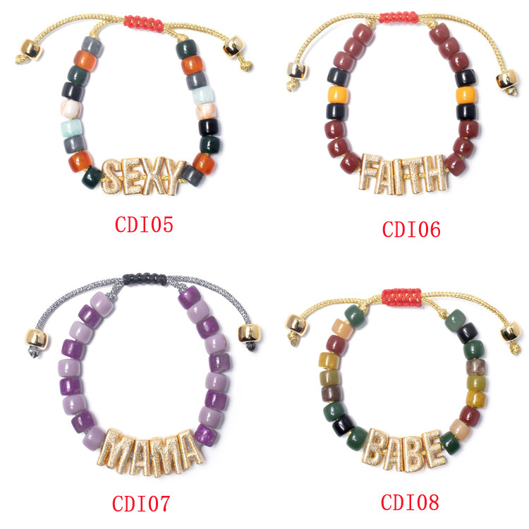 Gold Plate Forte Beads Bracelet Rainbow Natural Stone With Shiny Zircon