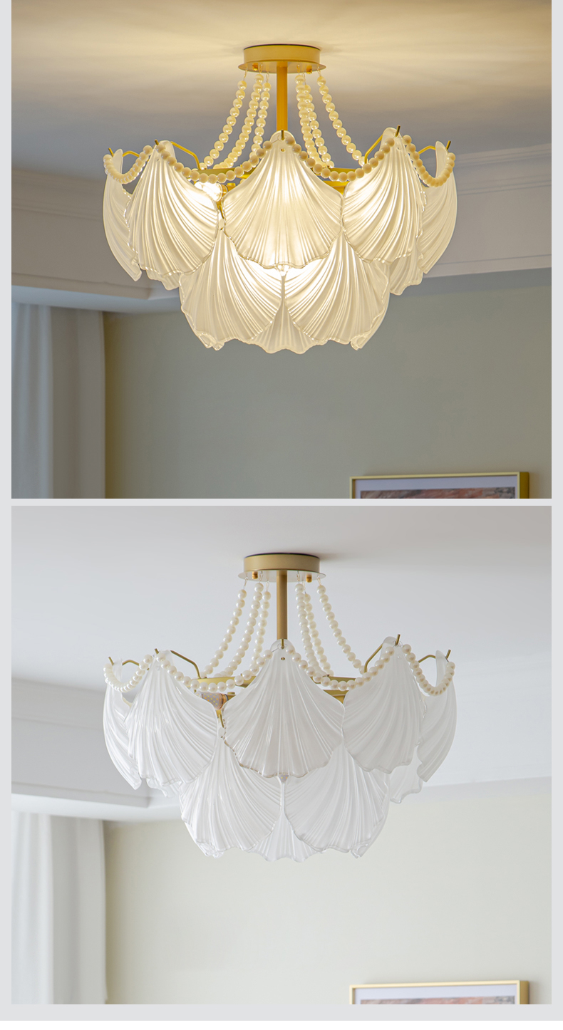 Modern Led Chandelier For Living Room Frosted Glass Luxury Shell Chandelier Lamp(WH-CY-247)