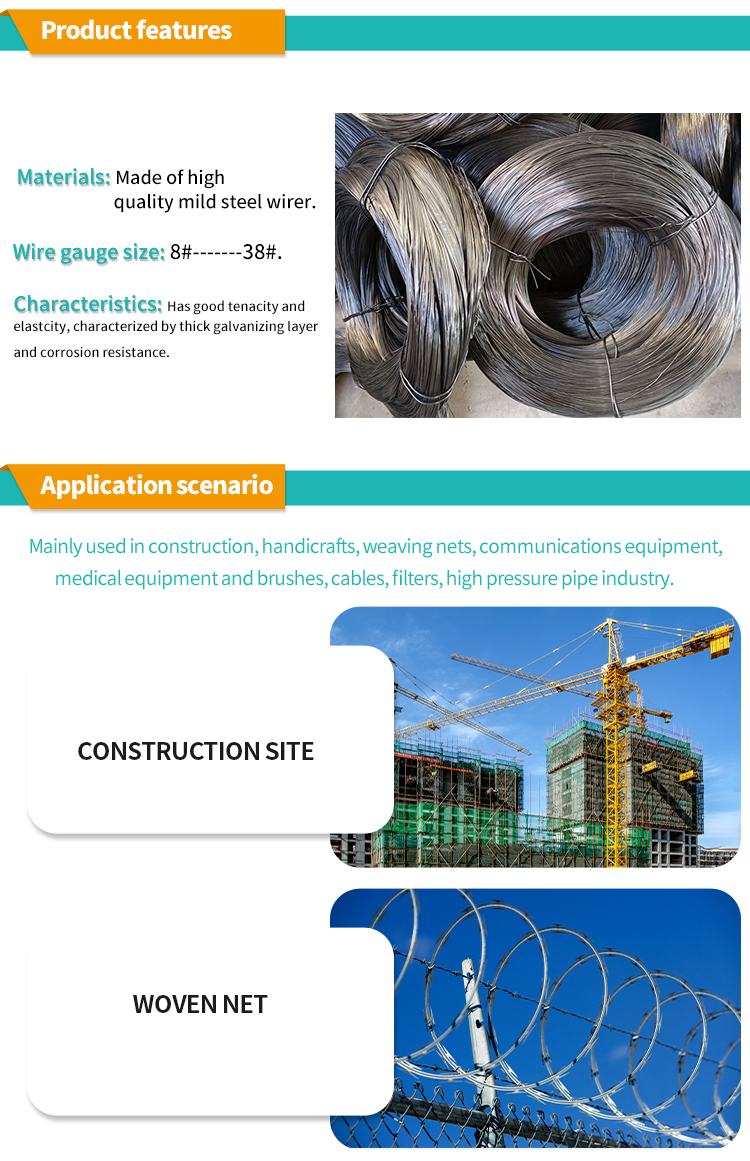 High Quality BWG16 18 Electro Galvanized Iron Carbon Steel Wire For Fonstruction And Wire Mesh