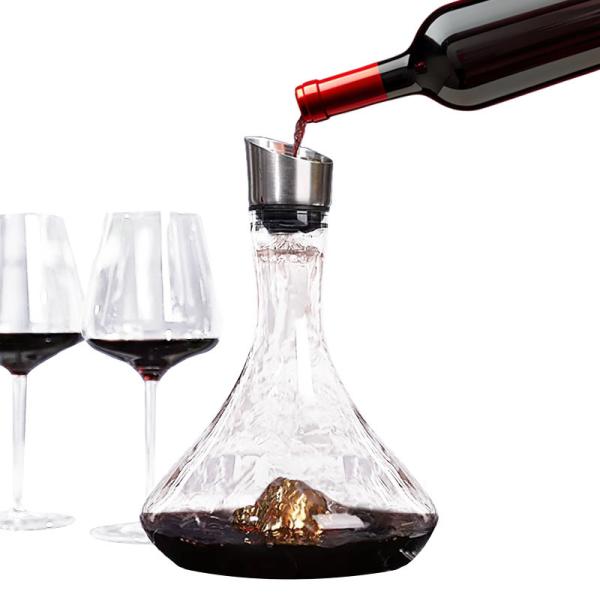 750ml Waterfall Effect Crystal Clear Glass Wine Decanter For Wine With Aerator Creuset Wine Decanter Set